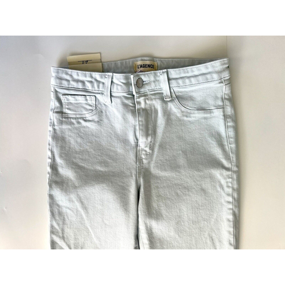 L'AGENCE Margot High Rise Ankle Skinny Jeans Powder Light Wash 27 NWT Rough Hem - Picture 3 of 7